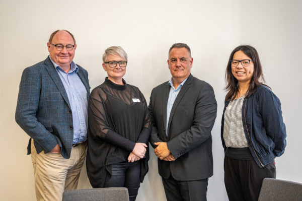 Photos of Jeremy Sole (ITENZ), Yvonne O'Callaghan (Hanga Aro Rau), Phil Alexander-Crawford (Hanga Aro Rau) &amp;amp;amp;amp;amp;amp;amp; Alisha Tsai (Hanga Aro Rau). 