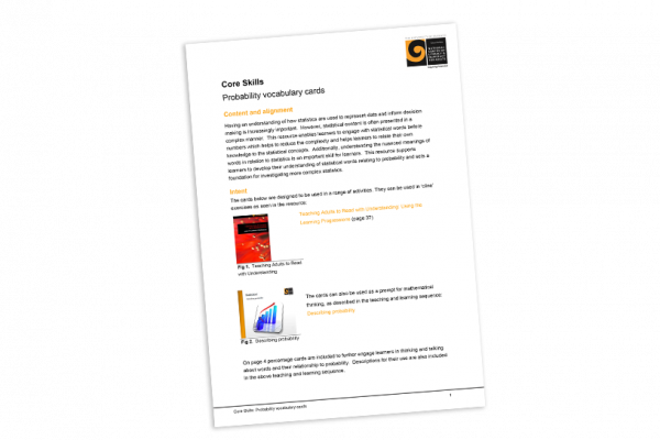 Probability vocabulary cards cover image