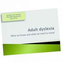 Dyslexia Adult Dyslexia Symposium 2013