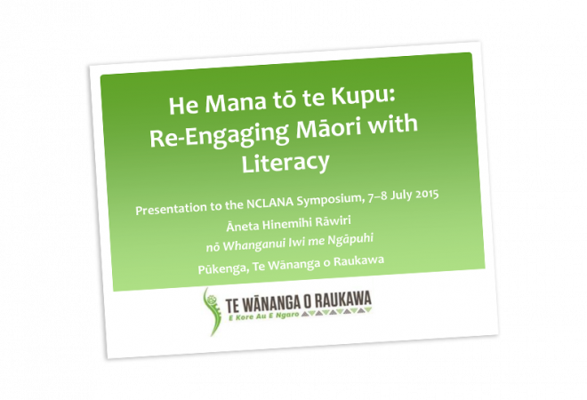Cover template for He mana to te kupu presentation