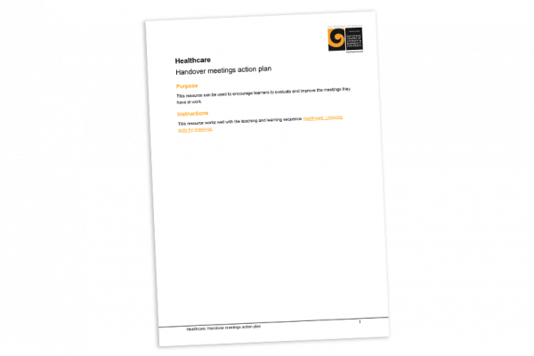 Handover meetings action plan