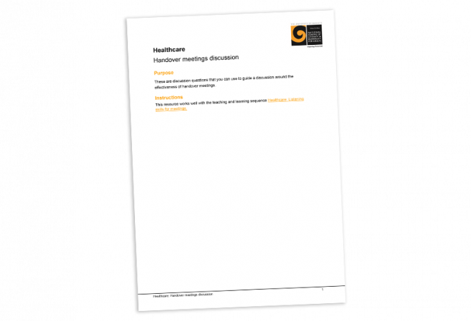 Handover meeting discussion questions