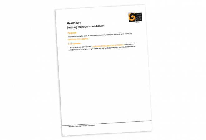 Noticing strategies worksheet
