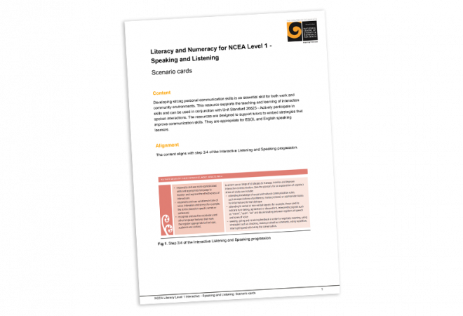 Speaking and listening scenario cards cover image