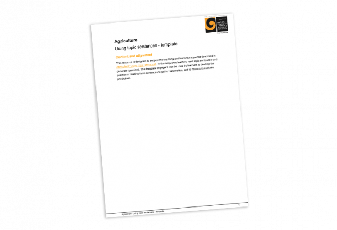Agriculture Using topic sentences template cover image