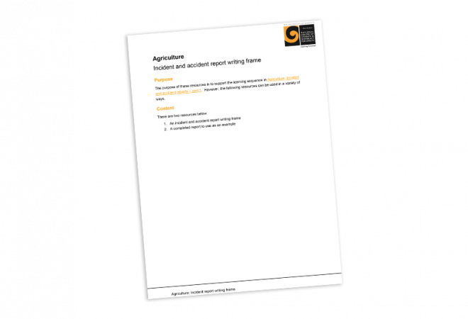 Agriculture Incident and accident report writing frame cover image
