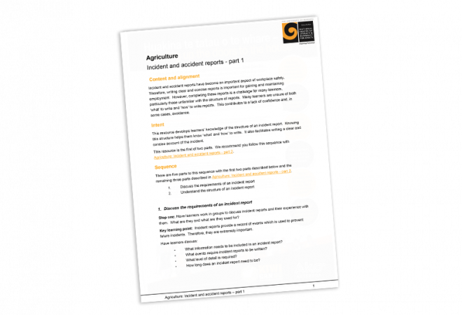 Agriculture Incident and accident reports part 1 cover image