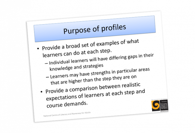 EDUCATOR MATERIAL Make Sense of Numbers Step Profiles