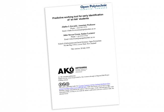 RESEARCH REPORT Predictive Working Tool for Early Identification of At Risk Students