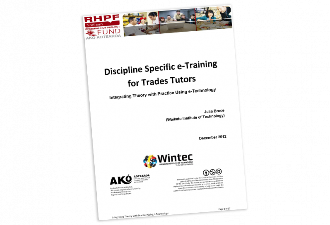 RESEARCH REPORT Discipline Specific e Training for Trades Tutors
