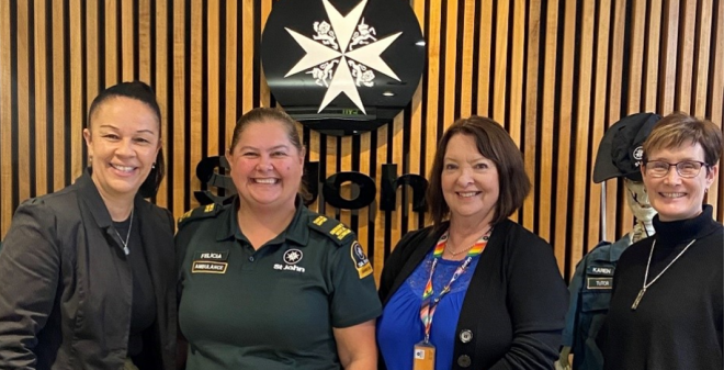 From left to right: Annette Tofaeono, Felicia McCrone, Anne Stewart, and Chris Cole. 