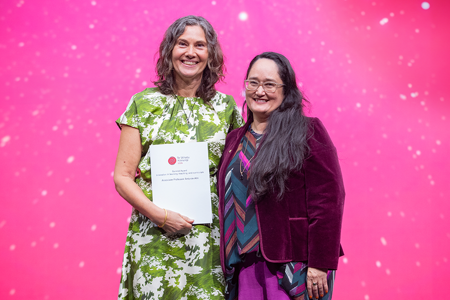 Associate Professor Antonie Alm and Ako Aotearoa board co-chair Meegan Hall