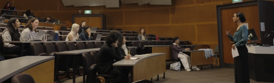 Dr Moeata Keil presenting to students during a lecture